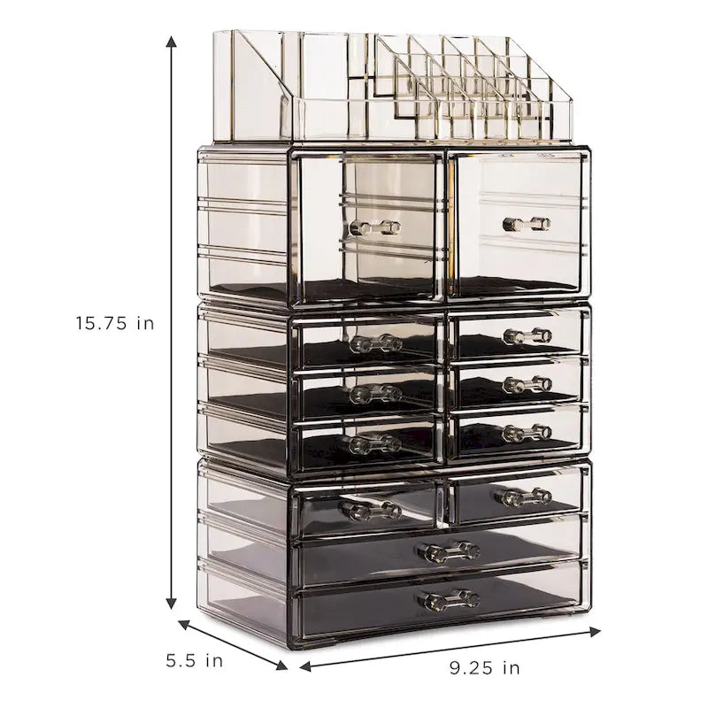 Custodia porta trucchi e gioielli con 12 cassetti e 16 scomparti - Set da 4 pezzi