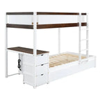 Twin-Over-Twin Bunk Bed with Twin size Trundle, Storage and Desk, Gray