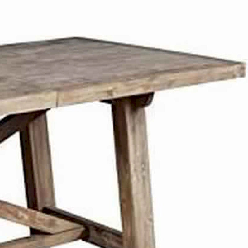 Rustic Extendable Solid Wood Dining Table with Removable Leaf, Weathered Brown