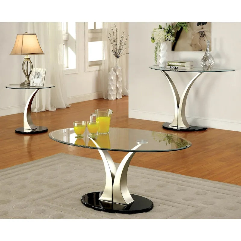 Modern Satin Plated Half-Moon Glass Top Sofa Console Table