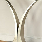 Modern Satin Plated Half-Moon Glass Top Sofa Console Table