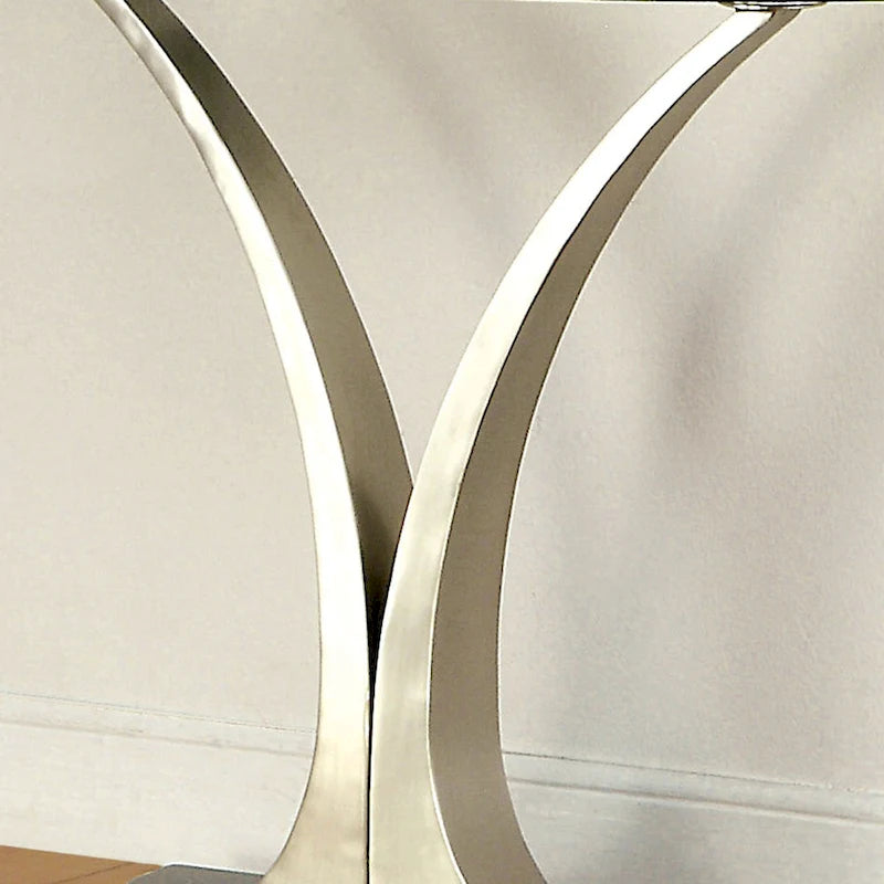 Modern Satin Plated Half-Moon Glass Top Sofa Console Table