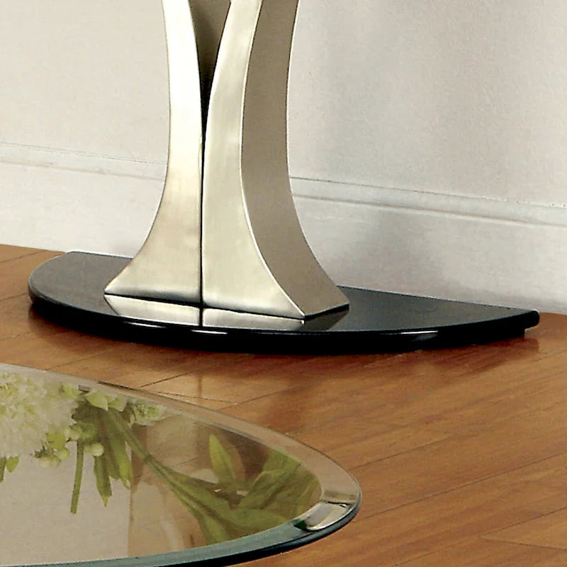 Modern Satin Plated Half-Moon Glass Top Sofa Console Table