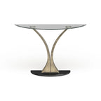 Modern Satin Plated Half-Moon Glass Top Sofa Console Table
