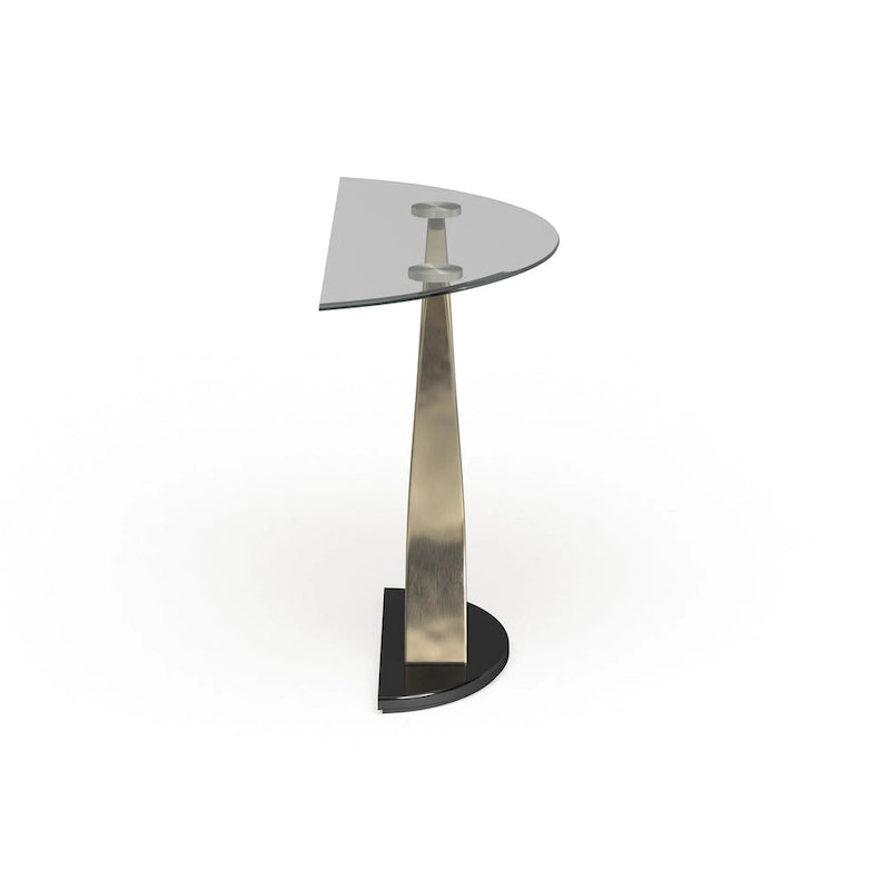 Modern Satin Plated Half-Moon Glass Top Sofa Console Table