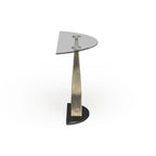 Modern Satin Plated Half-Moon Glass Top Sofa Console Table