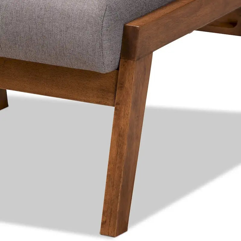 Mid-Century Modern Button Tufted Grey Fabric Upholstered Footstool Ottoman
