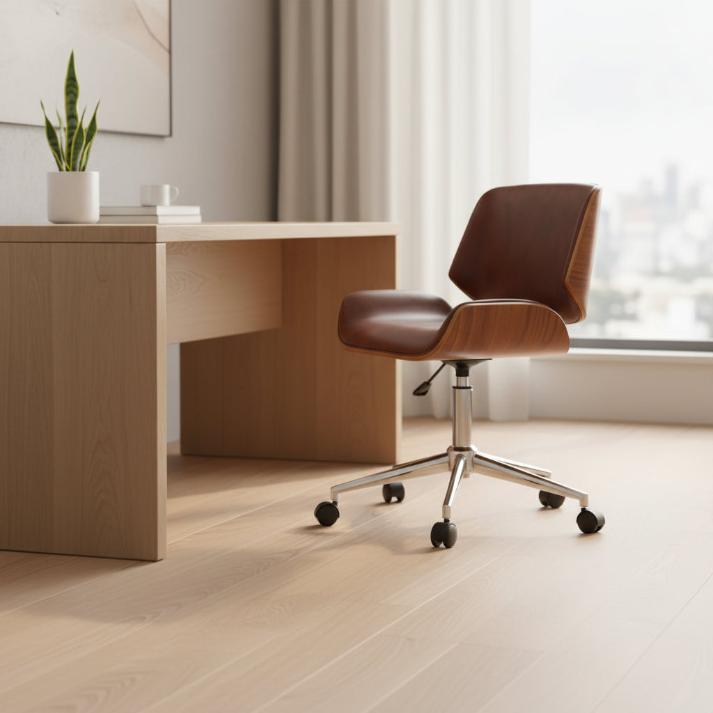 Faux Leather Mid-Century Office Chair