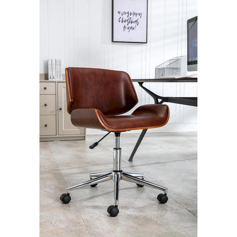  Herning Faux Leather Mid-Century Office Chair
