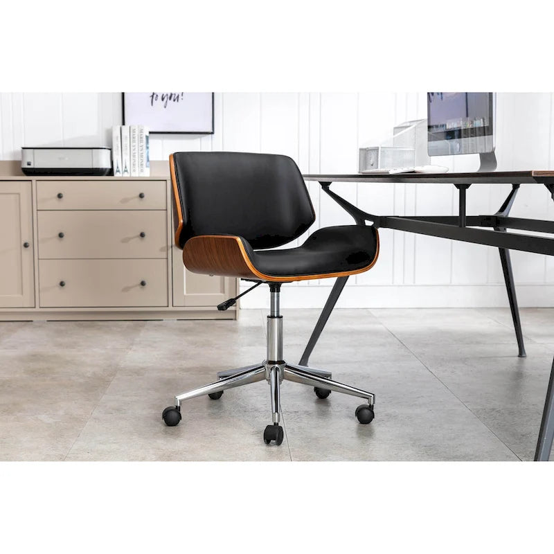 Sedia da ufficio Mid-Century in ecopelle