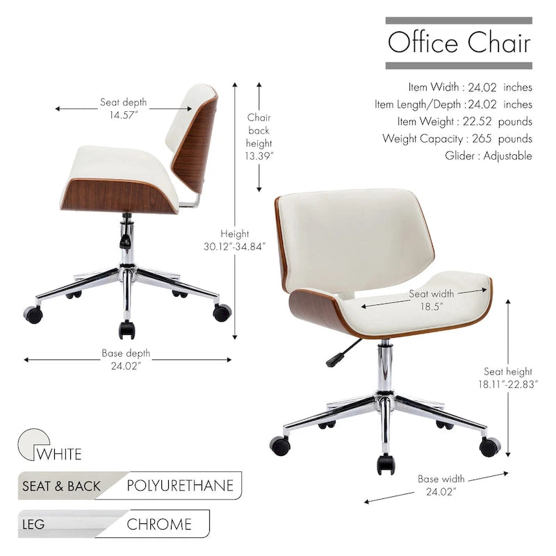 Sedia da ufficio Mid-Century in ecopelle