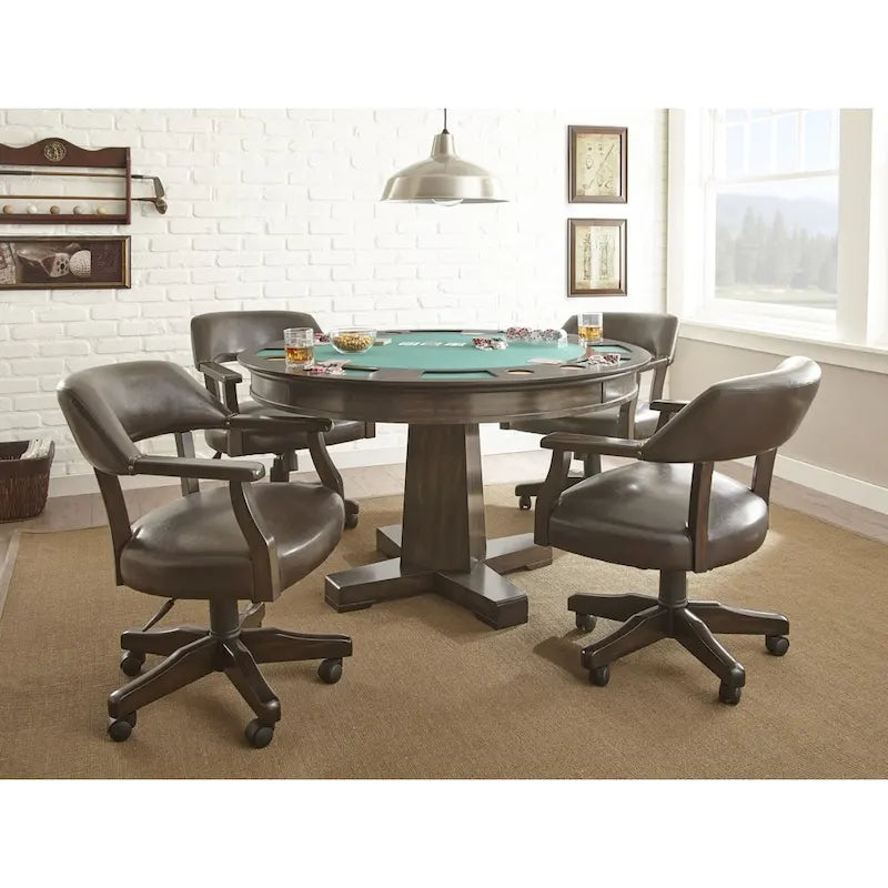 Dark Brown Faux Leather Adjustable Swivel Captain Chair with Casters