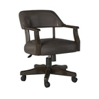 Dark Brown Faux Leather Adjustable Swivel Captain Chair with Casters