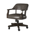 Dark Brown Faux Leather Adjustable Swivel Captain Chair with Casters