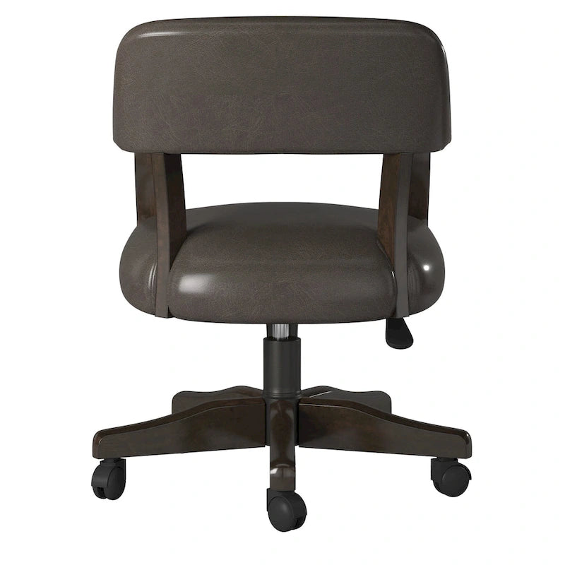 Dark Brown Faux Leather Adjustable Swivel Captain Chair with Casters