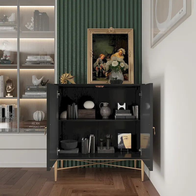 Clihome 2 Door Vintage Wood Buffet Storage Sideboard Accent Cabinet