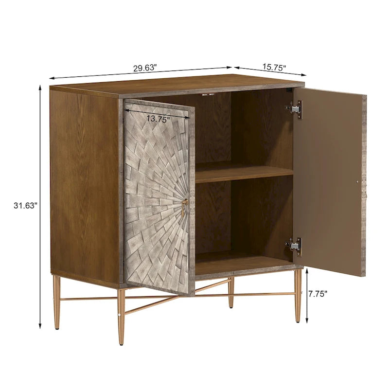 Clihome 2 Door Vintage Wood Buffet Storage Sideboard Accent Cabinet