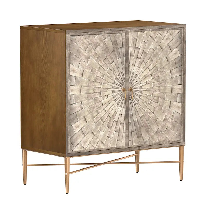 Clihome 2 Door Vintage Wood Buffet Storage Sideboard Accent Cabinet