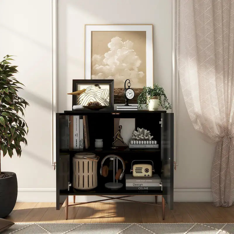 Clihome 2 Door Vintage Wood Buffet Storage Sideboard Accent Cabinet