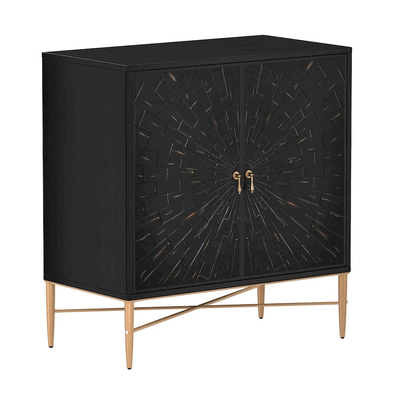Clihome 2 Door Vintage Wood Buffet Storage Sideboard Accent Cabinet