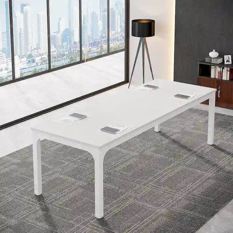 Large Rectangular Conference Table with Metal Legs Multi-Color Options