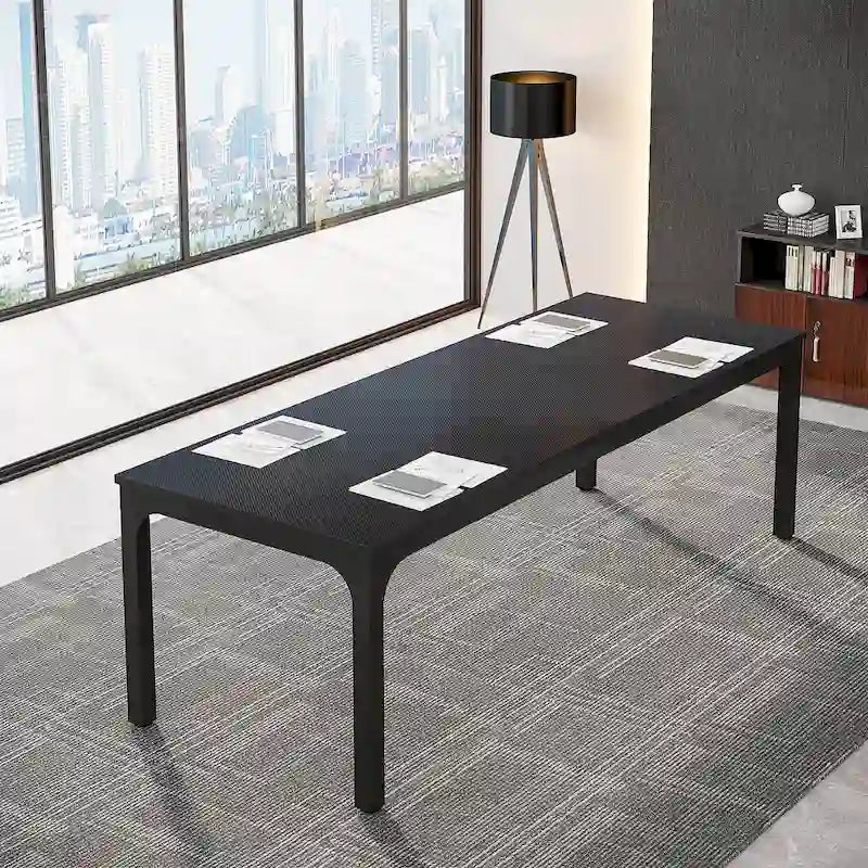 Large Rectangular Conference Table with Metal Legs Multi-Color Options