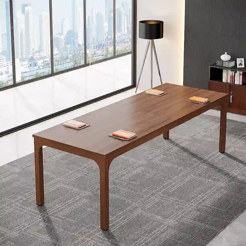 Large Rectangular Conference Table with Metal Legs Multi-Color Options