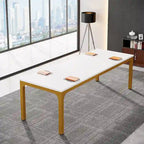 Large Rectangular Conference Table with Metal Legs Multi-Color Options