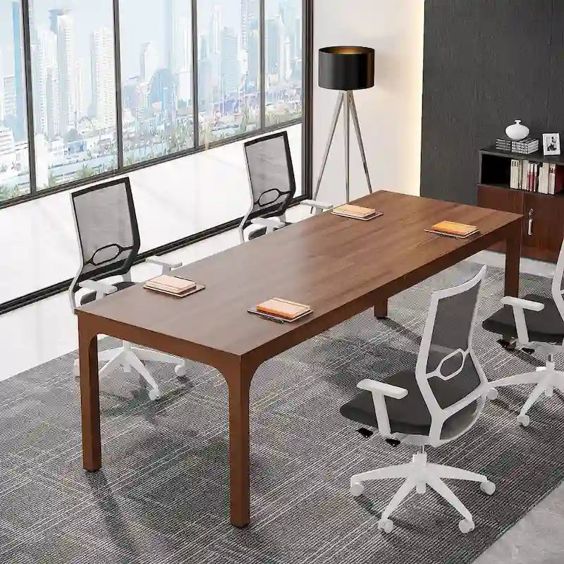 Large Rectangular Conference Table with Metal Legs Multi-Color Options
