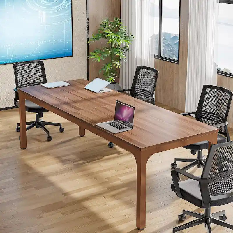 Large Rectangular Conference Table with Metal Legs Multi-Color Options