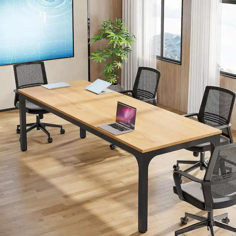 Large Rectangular Conference Table with Metal Legs Multi-Color Options