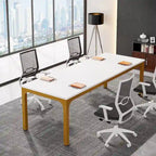 Large Rectangular Conference Table with Metal Legs Multi-Color Options