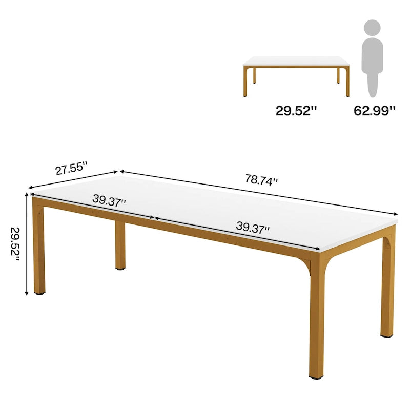 Large Rectangular Conference Table with Metal Legs Multi-Color Options