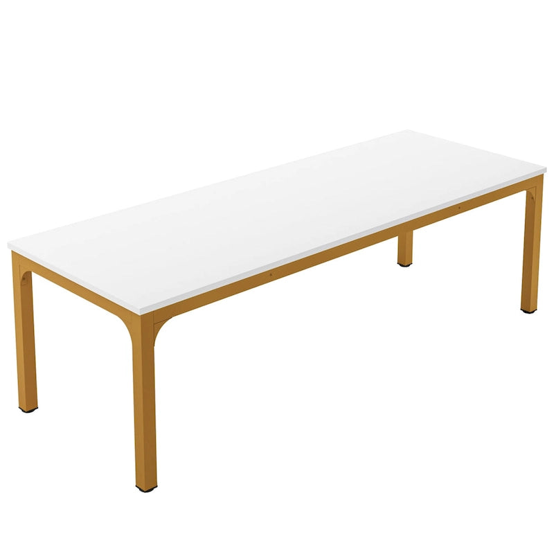 Large Rectangular Conference Table with Metal Legs Multi-Color Options