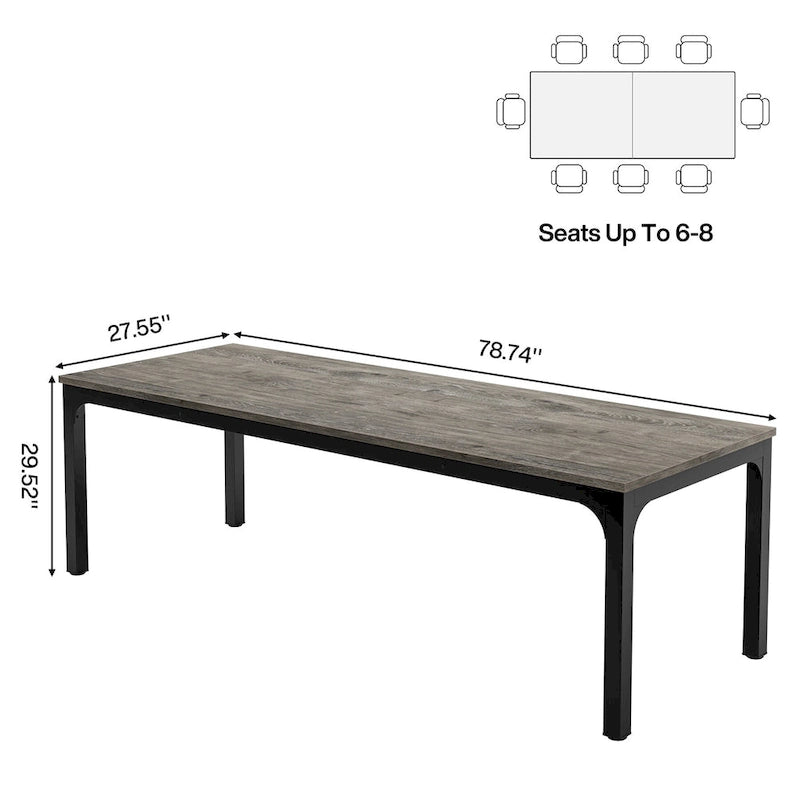 Large Rectangular Conference Table with Metal Legs Multi-Color Options