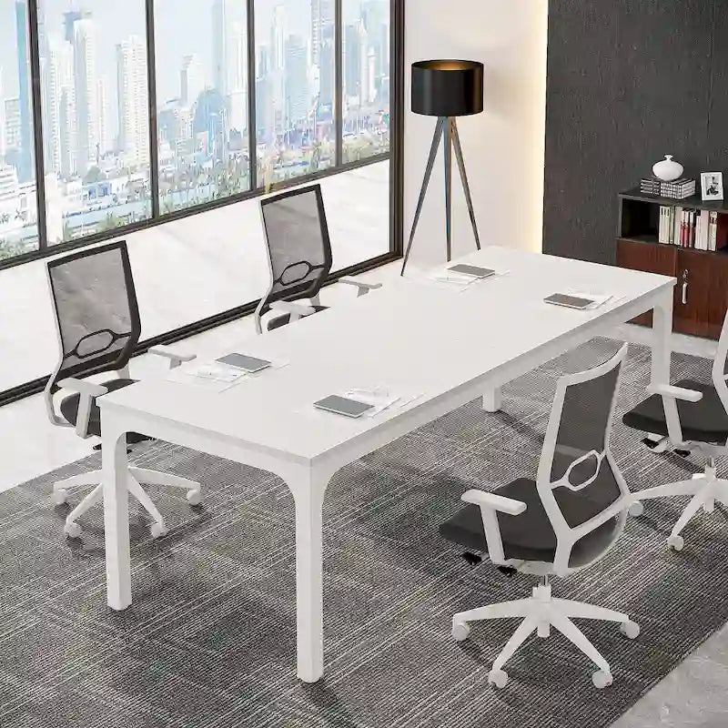 Large Rectangular Conference Table with Metal Legs Multi-Color Options