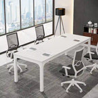 Large Rectangular Conference Table with Metal Legs Multi-Color Options