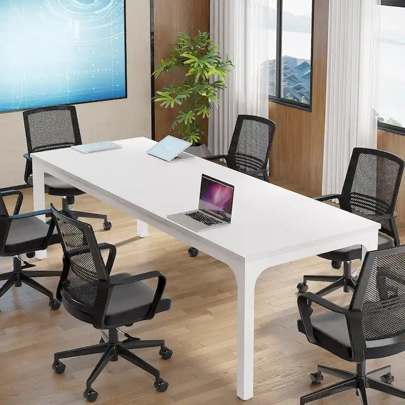Large Rectangular Conference Table with Metal Legs Multi-Color Options