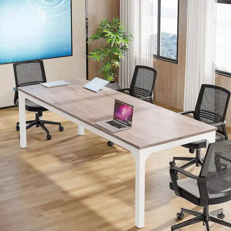 Large Rectangular Conference Table with Metal Legs Multi-Color Options