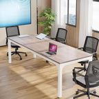 Large Rectangular Conference Table with Metal Legs Multi-Color Options