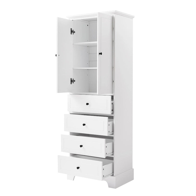 Modern Storage Cabinet with 2 Doors and 4 Drawers for Bathroom, Office
