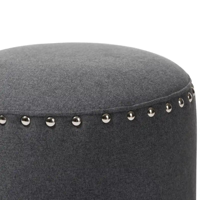 Rosine Modern and Contemporary Fabric Upholstered Nail Trim Ottoman