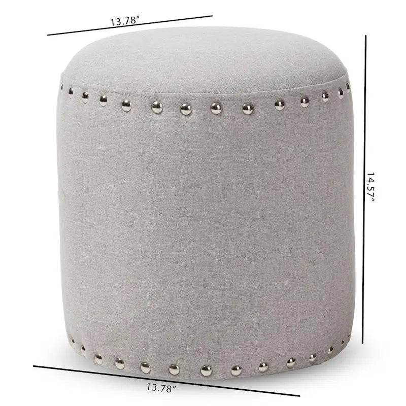 Rosine Modern and Contemporary Fabric Upholstered Nail Trim Ottoman