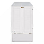Queen Size Mobile Murphy Bed with Drawer and Little Shelves on Each Side,White