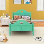 Macaron Twin Size Toddler Bed with Side Safety Rails and Headboard and Footboard