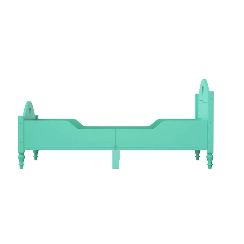 Macaron Twin Size Toddler Bed with Side Safety Rails and Headboard and Footboard