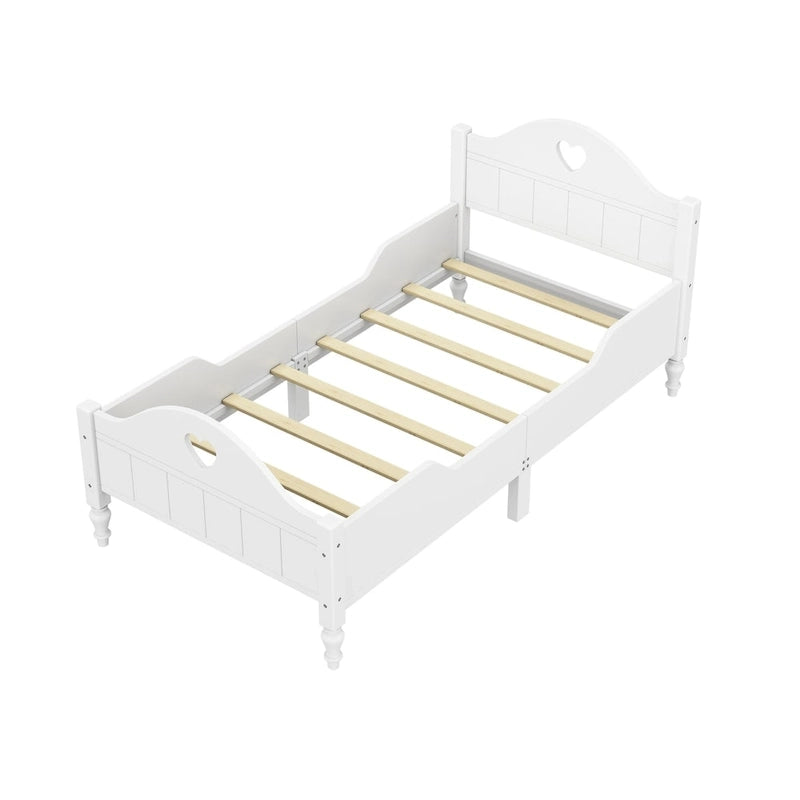 Macaron Twin Size Toddler Bed with Side Safety Rails and Headboard and Footboard