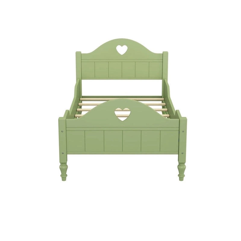 Macaron Twin Size Toddler Bed with Side Safety Rails and Headboard and Footboard