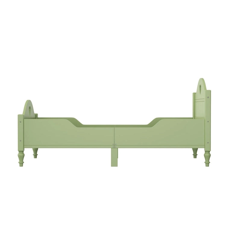 Macaron Twin Size Toddler Bed with Side Safety Rails and Headboard and Footboard