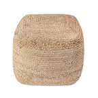 Braided Solid Jute Round Ottoman Pouf Natural Color Handmade